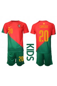 Portugali Joao Cancelo #20 Jalkapallovaatteet Lasten Kotipeliasu MM-kisat 2022 Lyhythihainen (+ Lyhyet housut)